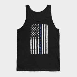 Diesel Power American Flag USA Thin Blue Line Tank Top